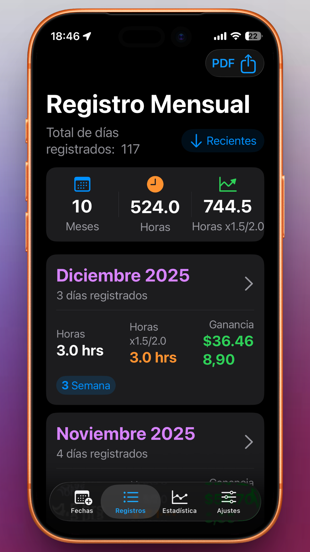 Horas Extras - Screenshot 2