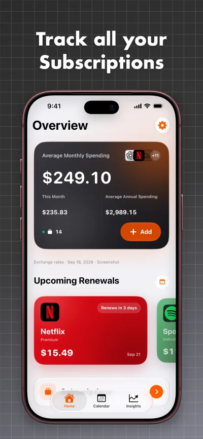 AllMySubs Subscription Tracker Dashboard