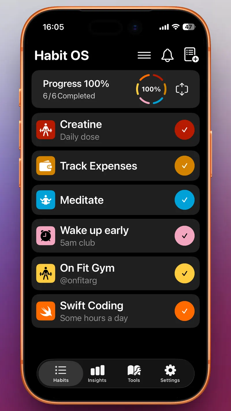 Habit OS — native habit tracker for iPhone